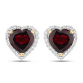 Genuine Garnet Heart Earrings by Fine Color Jewels