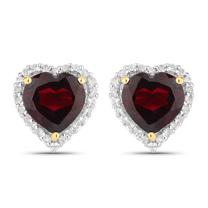 Genuine Garnet Heart Earrings by Fine Color Jewels