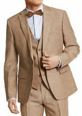 Bar III Mens Slim-Fit Tan Pinstripe Linen Suit Jacket by Vanessa Jane