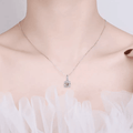 White Moissanite Solitiare Necklace by Fine Color Jewels