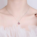 Pink Moissanite Solitiare Necklace by Fine Color Jewels