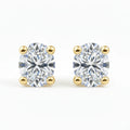 IGI Certified Oval Lab Grown Diamond Solitaire Stud Earrings Yellow Gold by Fine Color Jewels