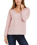 Tommy Hilfiger Women's Polka Dot Long Sleeve V Neck Blouse Top by Vanessa Jane