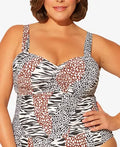 Bleu by Rod Beattie Plus Size Animal-Print Shirred Underwire Swimsuit, Size 16W by Vanessa Jane