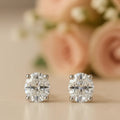 IGI Certified Oval Lab Grown Diamond Solitaire Stud Earrings White Gold by Fine Color Jewels
