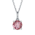 Pink Moissanite Solitiare Necklace by Fine Color Jewels