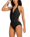 Bar III Solid Cowl-Neck Monokini One-Piece Swimsuit, Size Large by Vanessa Jane