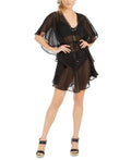 Bar III Black Caftan Swim Cover-Up, Us Medium by Vanessa Jane