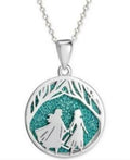 Disney Crystal Frozen Elsa Anna Pendant Necklace in Sterling Silver by Vanessa Jane