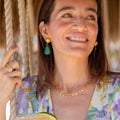 Ocean Tide Drop Earrings - Green Onyx by Christina Greene