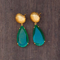 Ocean Tide Drop Earrings - Green Onyx by Christina Greene