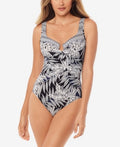 Miraclesuit Women’s Tropical-Print One-Piece Swimsuit – Black White – Size 8 by Vanessa Jane