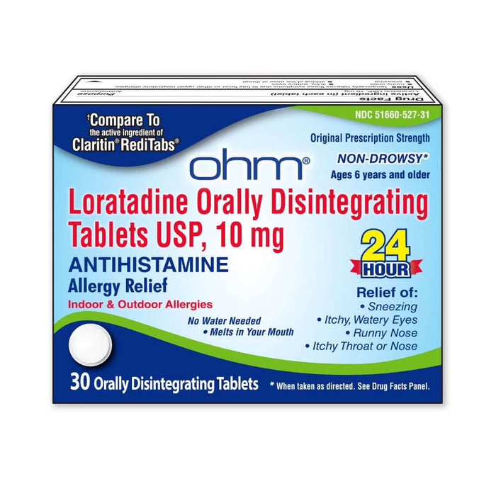 Loratadine 10mg Orally Disintegrating Tablets (ODT) - 30 Count, 24-Hour Non-Drowsy Allergy Relief by Pasteur Pharmacy