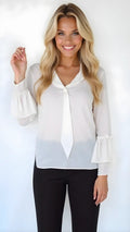 Tahari ASL Tie-Neck Ruffle-Sleeve Blouse, Size XL by Vanessa Jane