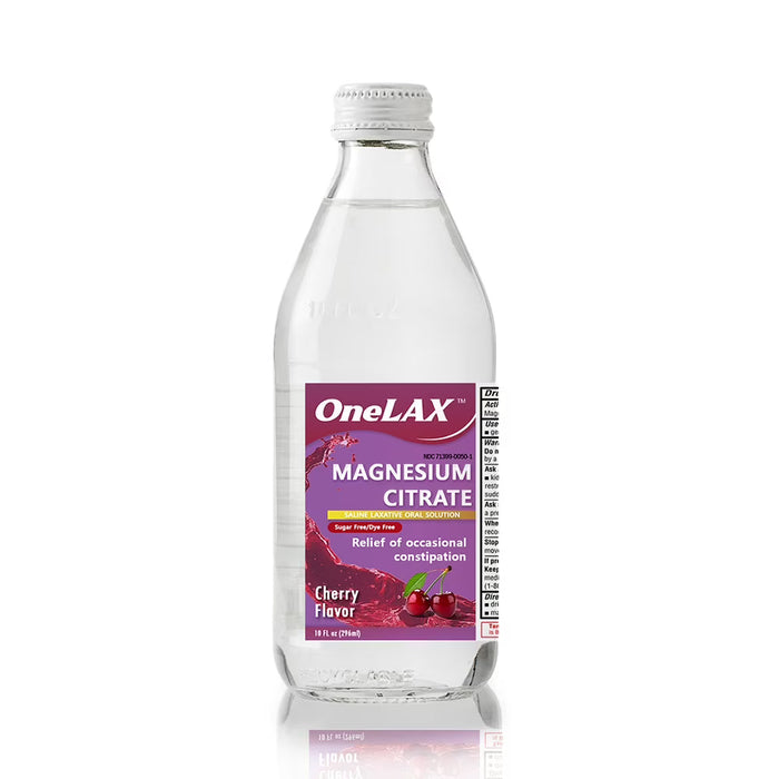 Onelax Magnesium Citrate Saline Laxative, Cherry Flavor, 10 fl oz Bottles (Case of 12) by Pasteur Pharmacy