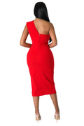 One Shoulder Slide Slit Dress by The House of Stylez