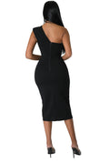 One Shoulder Slide Slit Dress by The House of Stylez