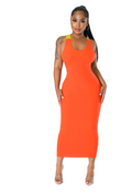 Ribbed Tank Criss Crossed Back Tie Dress by The House of Stylez