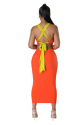 Ribbed Tank Criss Crossed Back Tie Dress by The House of Stylez