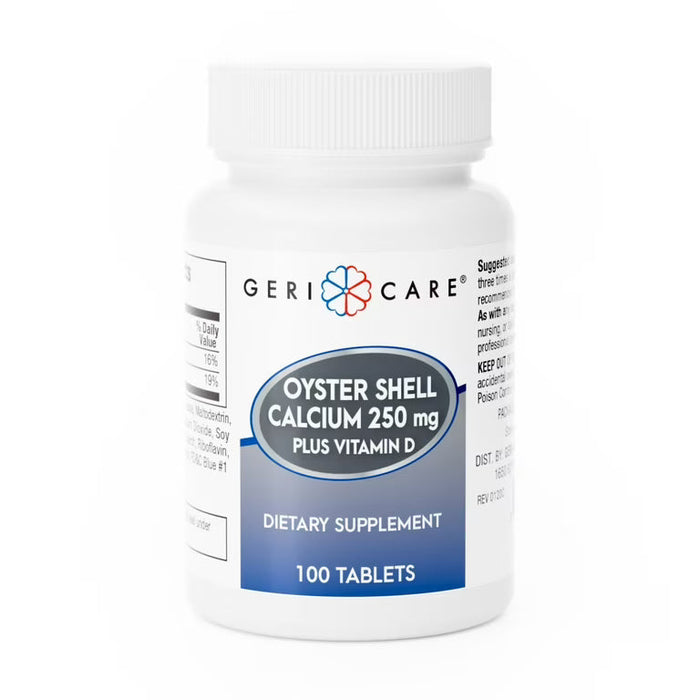 Geri-Care Oyster Shell Calcium with Vitamin D3, 250 mg Tablets, 100 Unit Dose by Pasteur Pharmacy