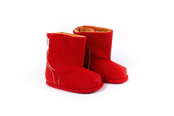 Red Ankle Boot Topper | Ozznek Removable Sole Shoes | Barefoot Kids Boot by ozznekshoes