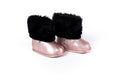 Rose Gold Faux-Fur Barefoot Boot Topper | Ozznek Removable Sole Shoes by ozznekshoes
