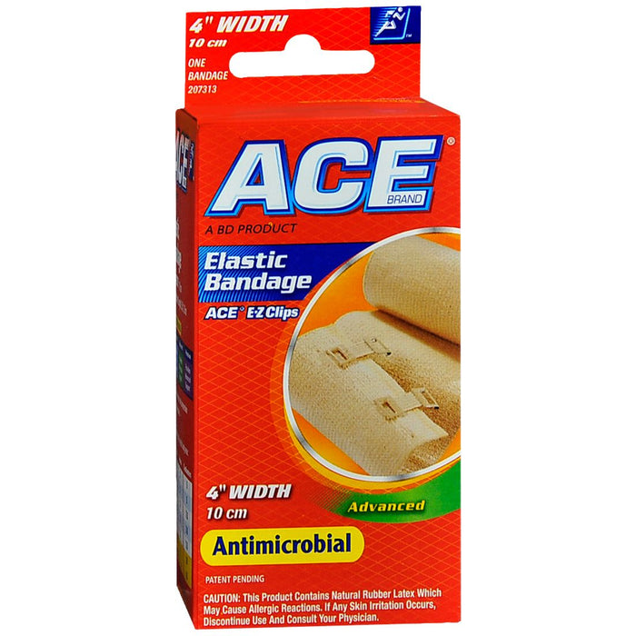 ACE Brand Elastic Bandage with Metal Clips, 4-Inch Width – Moderate Support & Compression Wrap by Pasteur Pharmacy
