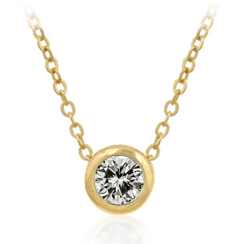 Avera Solitaire Bezel Cubic Zirconia Pendant Necklace Gold by Avera Group
