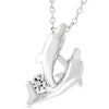 Avera Sterling Silver Dual Dolphin Pendant Necklace