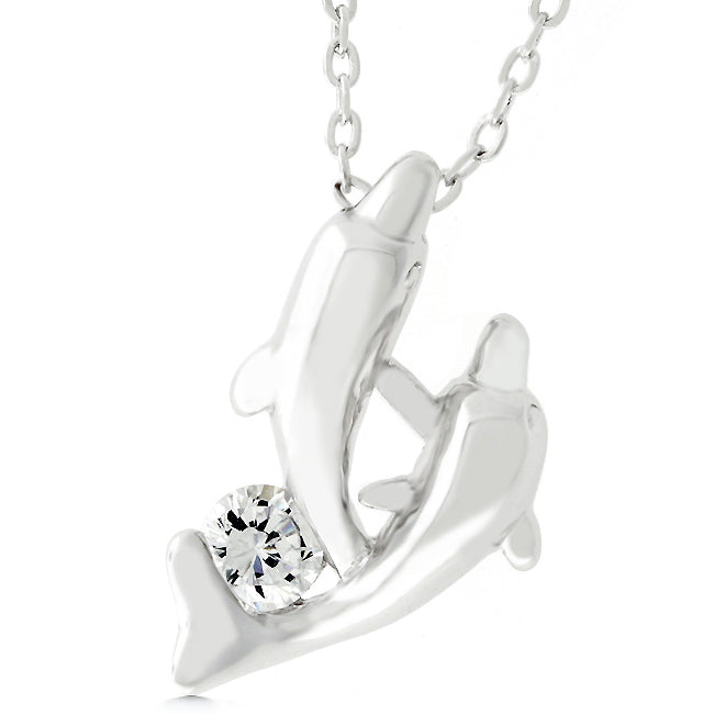 Avera Sterling Silver Dual Dolphin Pendant Necklace by Avera Group