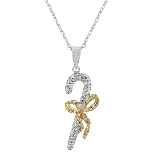 Avera Candy Cane Cubic Zirconia Pendant In Sterling Silver by Avera Group