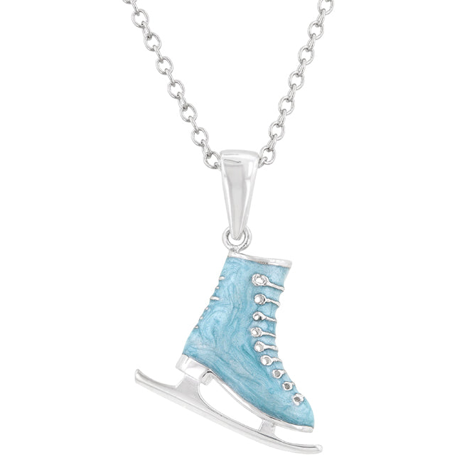 Avera Enamel Ice Skate Pendant In Light Pastel Blue by Avera Group