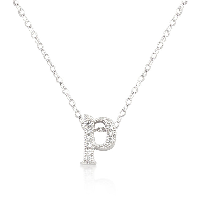 Avera Micro-Pave Initial P Pendant In Sterling Silver by Avera Group