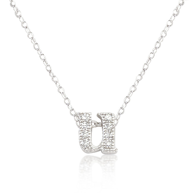 Avera Micro-Pave Initial U Pendant In Sterling Silver by Avera Group