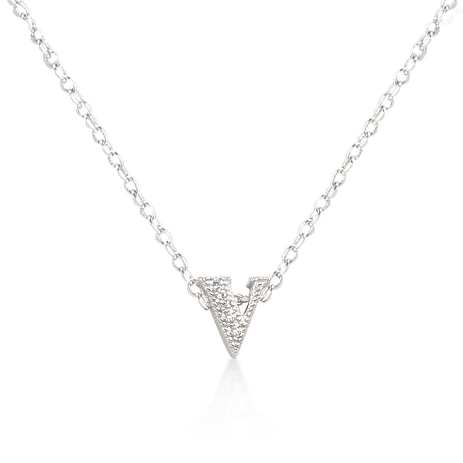 Avera Micro-Pave Initial V Pendant Necklace in Sterling Silver by Avera Group