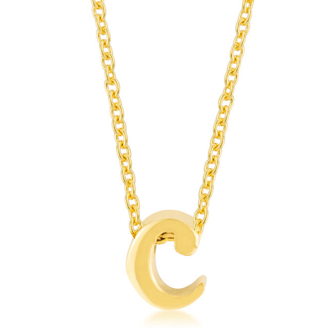 Avera Initial C Pendant Necklace in Polished Gold Finish by Avera Group