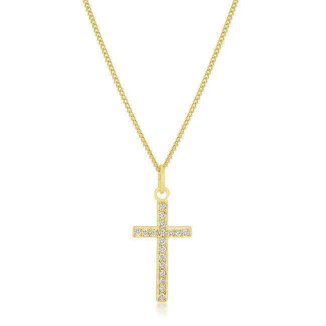 Avera Minimalist Simple Cross Pendant Necklace in Gold by Avera Group