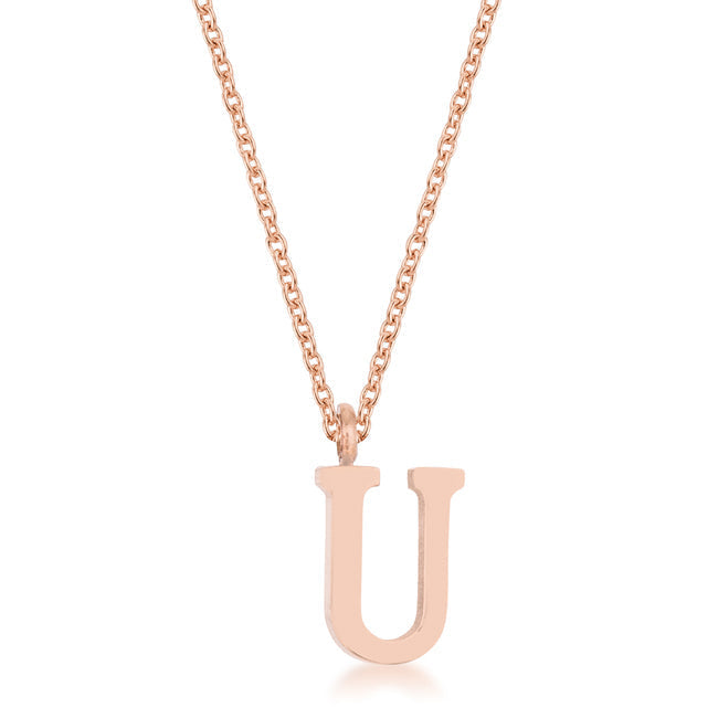 Avera Elaina Stainless Steel U Initial Necklace Gold Pendant by Avera Group