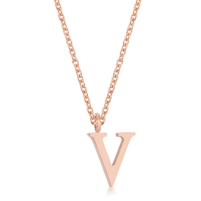 Avera Elaina Stainless Steel V Initial Necklace Gold Tone by Avera Group