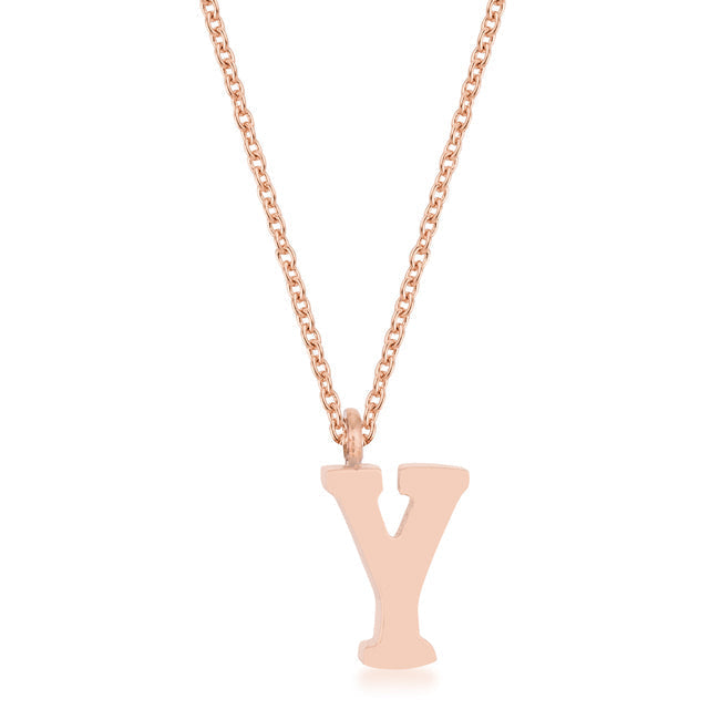 Avera Elaina Stainless Steel Y Initial Necklace Gold by Avera Group