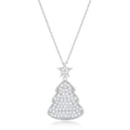 Avera Christmas Tree Drop Necklace in Polished Silver by Avera Group