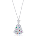 Avera Christmas Tree Drop Necklace in Polished Silver by Avera Group
