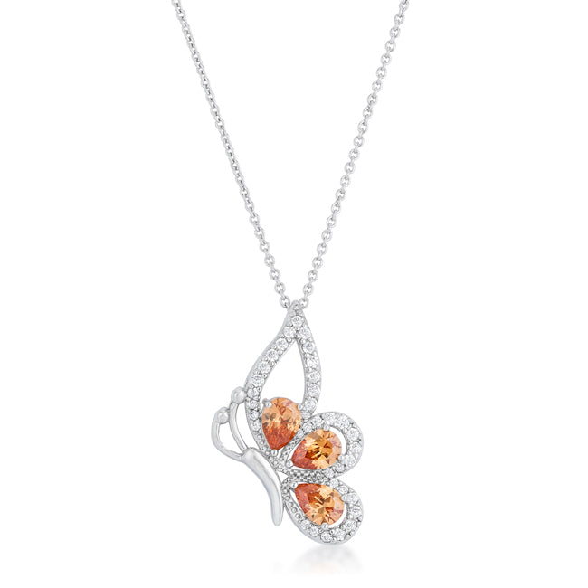 Avera Karen 2.8ct Cubic Zirconia Rhodium Butterfly Drop Necklace by Avera Group