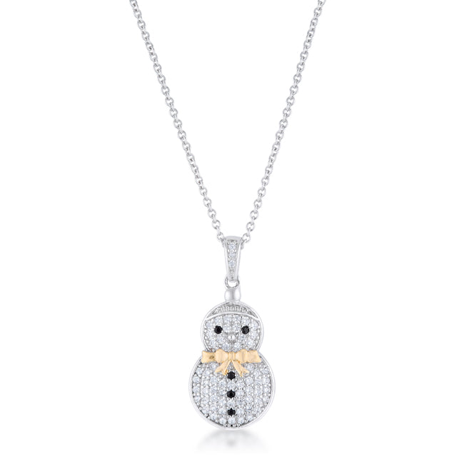 Avera .35 Ct Cz Two-Tone Snowman Pave Holiday Pendant by Avera Group