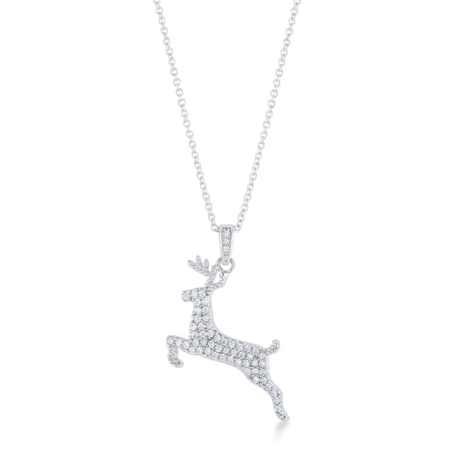 Avera .35 Ct Cz Reindeer Pave Holiday Pendant Necklace by Avera Group