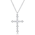 Avera Dainty Art Deco Plated CZ Cross Pendant - Pink Stone by Avera Group