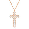 Avera Micro Beaded Plated CZ Cross Pendant Necklace
