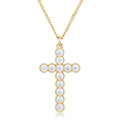 Avera Micro Beaded Plated CZ Cross Pendant Necklace by Avera Group
