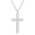 Avera Micro Beaded Plated CZ Cross Pendant Necklace by Avera Group
