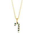 Avera Enamel Candy Cane Necklace In Gold Tone by Avera Group